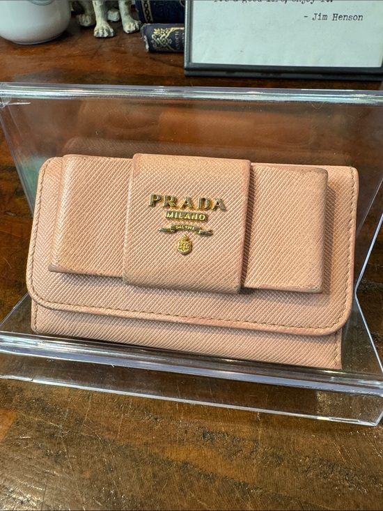 Prada Accessories - PRADA Pink Saffiano Bow Wallet